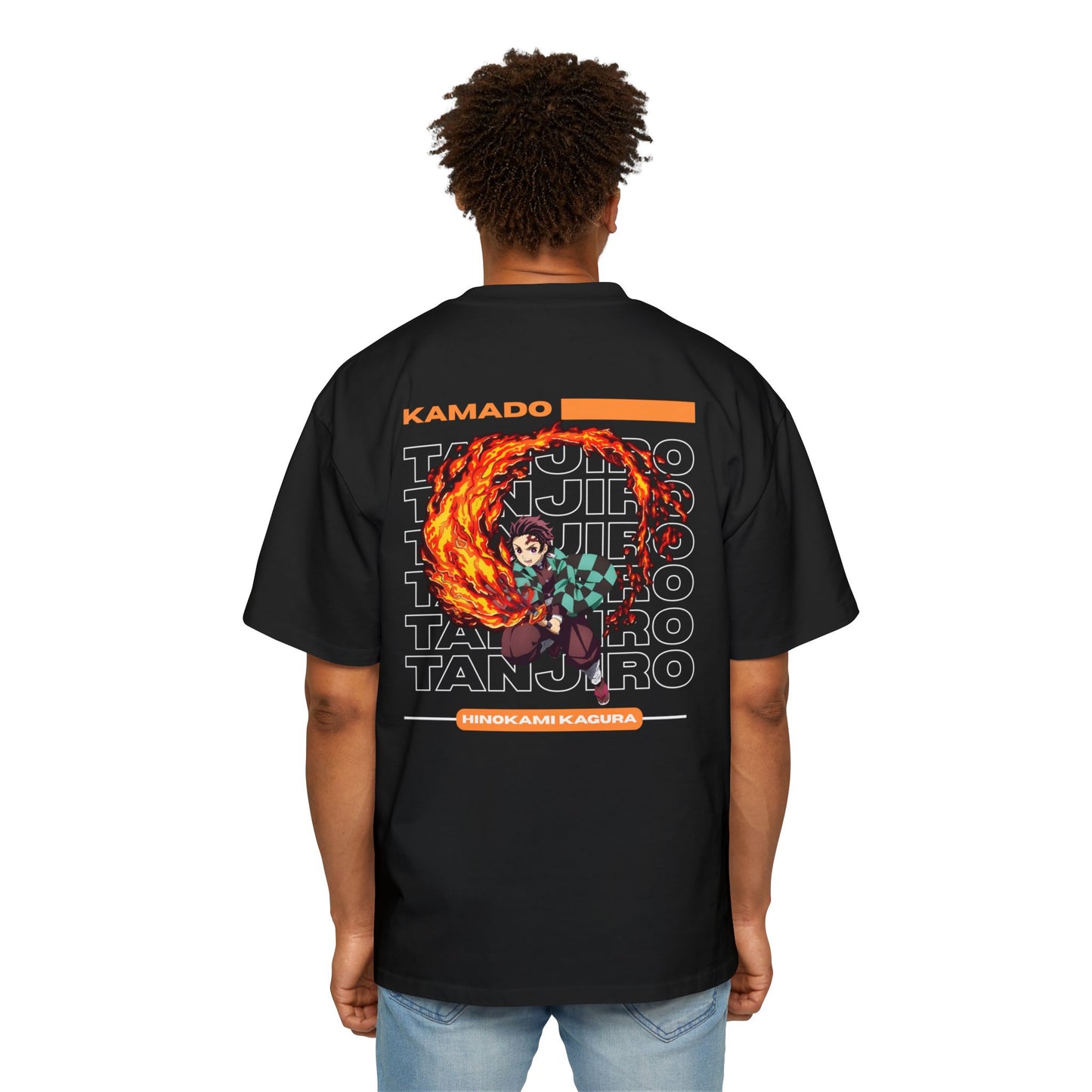 Hinokami Kagura™ Premium Men's Oversized Heavy Tee - Kamado Tanjiro Theme