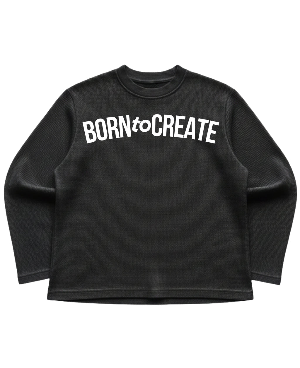 Black waffle knit oversized full-sleeve Front Design