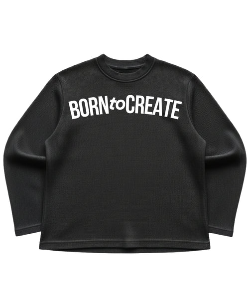 Black waffle knit oversized full-sleeve Front Design